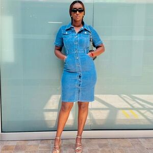 Blue Denim Button-Down Dress